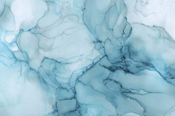 Blue and White Abstract Marble Ink Texture - Fluid Art Background