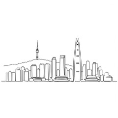 Obraz premium seoul one line drawing