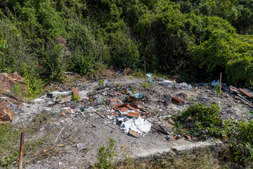 Thailand.Lan Island. dump on the background of mountains and greenery