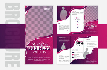 Modern business agency trifold brochure design | Vector layout design | Tri-Fold Brochure Design for Business Industry
