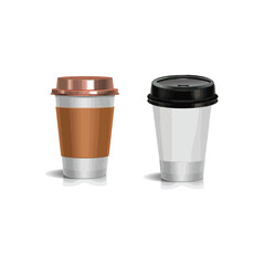 cup of coffee, Vector Illustration of Disposable Coffee Cups with Lids