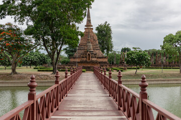 View of the bridge to Wat Sa Si, Sukhothai - Thailand
