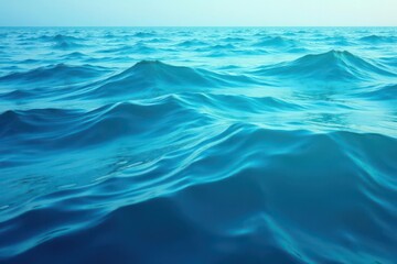 Fototapeta premium Smooth gradient ocean waves, turquoise to deep blue, ripple, liquid, depth