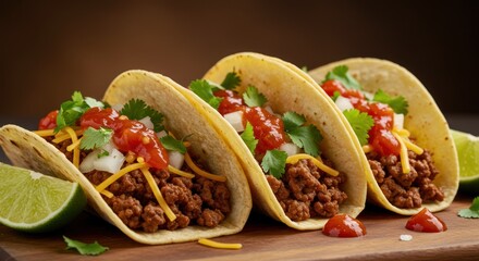 Delicious Taco with Meat Cheese and Salsa