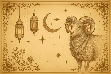 Vintage Golden Eid al-Adha Banner