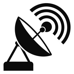 Simple black and white satellite dish icon.