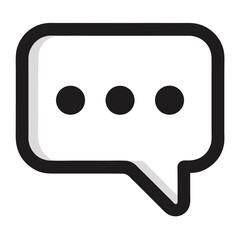 Simple Black Speech Bubble Icon with Three Dots