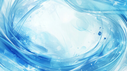 水彩画　青色　絵の具　水　波　背景素材　generative ai
