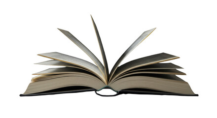 Isolated Open Book With Flying Pages on Transparent Background Reading