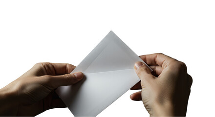 Isolated Opening Envelope In Transparent Background With Bare Hands