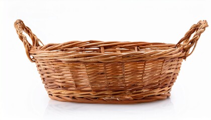 Obraz premium empty wicker basket isolated on white background