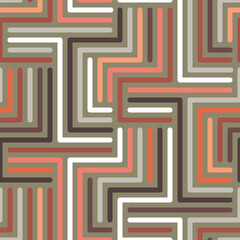 Seamless abstract geometric pattern with a maze of multicolored lines. Colorful labyrinth with a retro style design. Vector illustration.