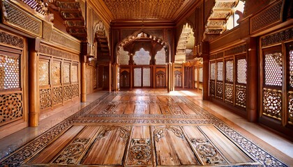 Obraz premium ornate wooden carving lines the interior of a mosque