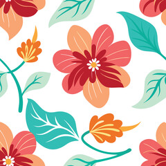 Exotic hand-drawn flowers, seamless patterns with floral for fabric, textiles, clothing