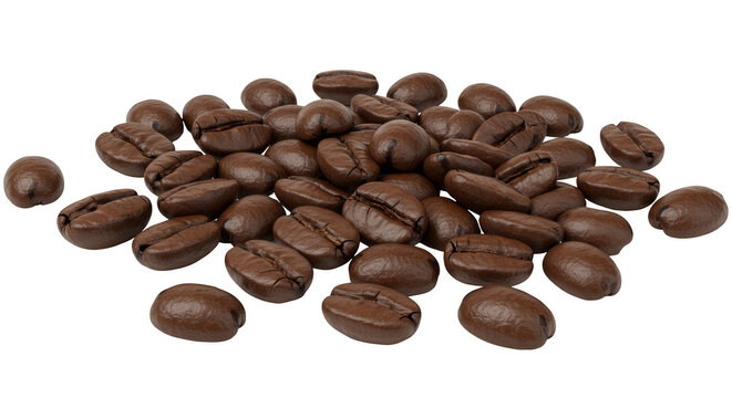 Isolated Pile of Dark Roasted Coffee Beans for Aroma and Energy