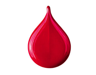 Obraz premium Vibrant red droplet, glossy texture, isolated on white. Perfect for concepts of passion, energy, or purity. Ideal for backgrounds, banners, or product designs. Minimalist, highimpact visual.