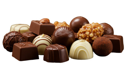 Isolated Pile of Gourmet Chocolate Bonbons on Transparent Background