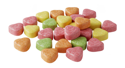 Isolated Pile of Heart Shaped Sugar Candies for Valentine's Day