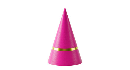 Fototapeta premium Isolated Pink Party Hat Cone with Golden Stripe on Transparent Background