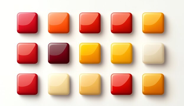Colorful square buttons in a grid pattern on a white background.