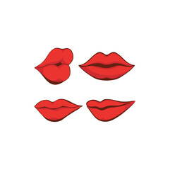red lips vector illustration, Set of Red Cartoon Lips Vector Illustration