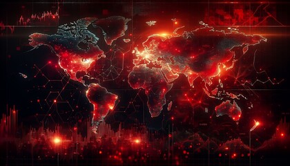 It is a glowing digital network that illustrates global connectivity and data flow across an interconnected world.
