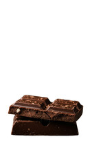 Isolated PNG of Dark Chocolate Bar Pieces Stacked on Transparent Backdrop
