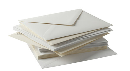Isolated PNG of Stack of White Paper Envelopes for Mailing and Business