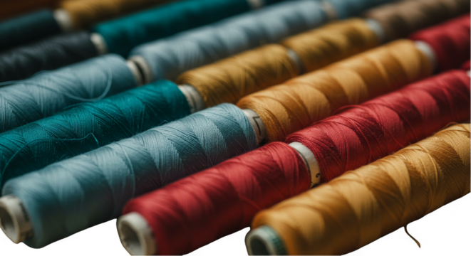 Close Up Photo of Assorted Colored Threads Spools Textile Material