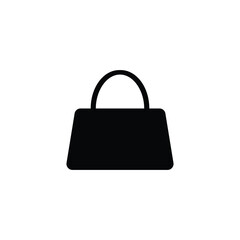 Minimalist black handbag icon on a white background. Ideal for fashion, retail, ecommerce, or accessory-related content, especially in modern and clean design themes.