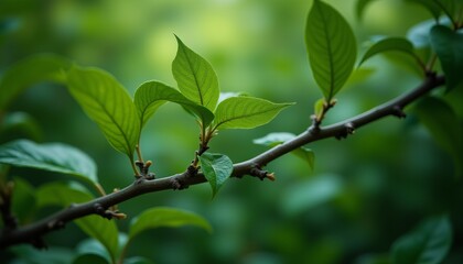 Obraz premium A leafy green branch with a few leaves on it