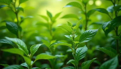 Fototapeta premium A leafy green plant with a leafy stem