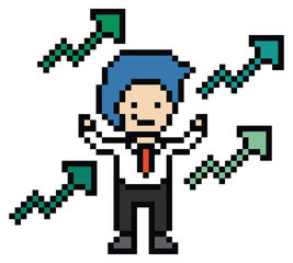 Cartoon cute pixel cartoon 8bit character business man businessman office work success talent business 8 bit male career smart character game 8bit png vector.