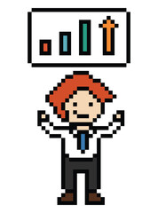 Cartoon cute pixel cartoon 8bit character business man businessman office work success talent business 8 bit male career smart character game 8bit png vector.