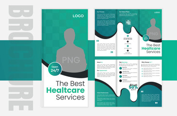 Clean medical healthcare trifold brochure template | Tri fold brochure design for medical industry