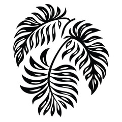 Black Monstera Leaf Silhouettes | Floral Tropical Design Element, Isolated Exotic Foliage