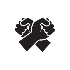 hand with a fist, Silhouette of Crossed Fists – Protest, Unity, or War Symbol Icon