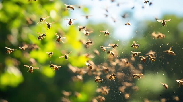 dangerous yellow-black wasps at sunny day - Powered by Adobe