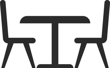dining table with chairs furniture icon in dark grey and clear background, editable vector illustration