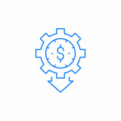 gear money down icon sign vector