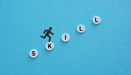 Skill development concept. Development and growth with Businessman plan growth and increase of positive indicators in his business