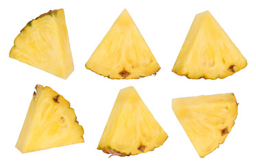 Set of pineapple slices isolated, pineapple fruit, transparent PNG, PNG format