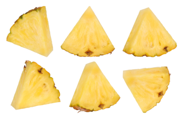 Set of pineapple slices isolated, pineapple fruit, transparent PNG, PNG format