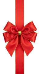 Festive Red Ribbon and Bow Ornament Gift Wrapping Isolated Background