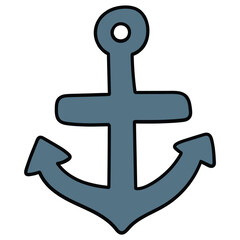 Fototapeta premium Hand drawn cartoon anchor on white background.