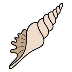 Hand drawn cartoon seashell on white background.
