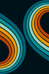 Abstract background of rainbow groovy Wavy Line design in 1970s Hippie Retro style. Vector pattern ready to use for cloth, textile, wrap and other.
