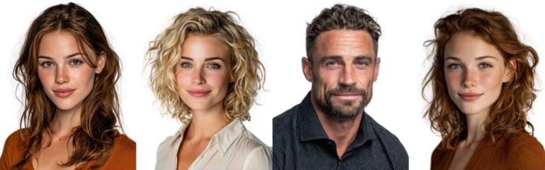 Portraits of Diverse Individuals with Natural Hairstyles and Expressions