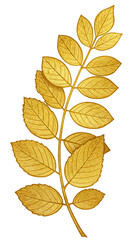 Naklejka premium Golden Leaf Branch Illustration Golden Glitter Foilage on Transparency