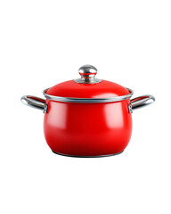 Shiny Red Cooking Pot with Lid Perfect for Kitchenware Stock Photo